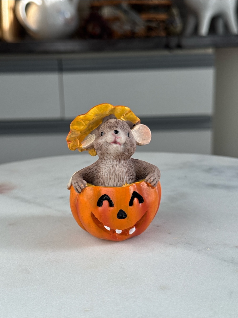 Halloween Mouse in Pumpkin Figurine Fall Harvest Decor